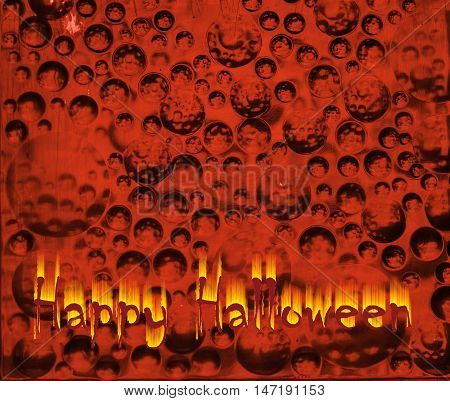 Halloween sign of witch devils vampireghost in pumpkin