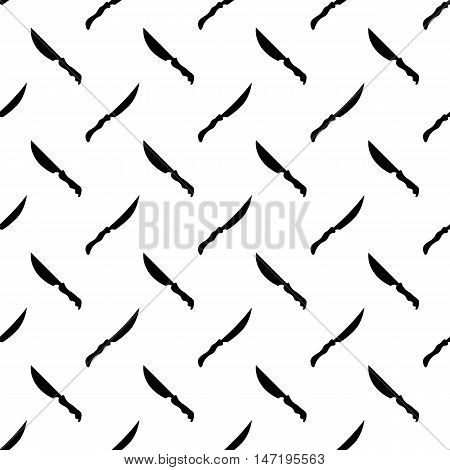 Silhouettes Knives Seamless Pattern on White. Kitchen Accessories. Bladed Weapons Collection