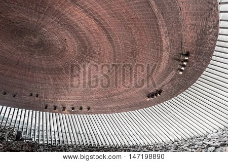View of the ceiling of Rock Church in Helsinki