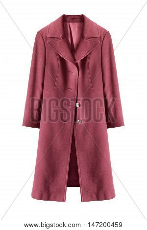 Pink wool topcoat isolated over white background