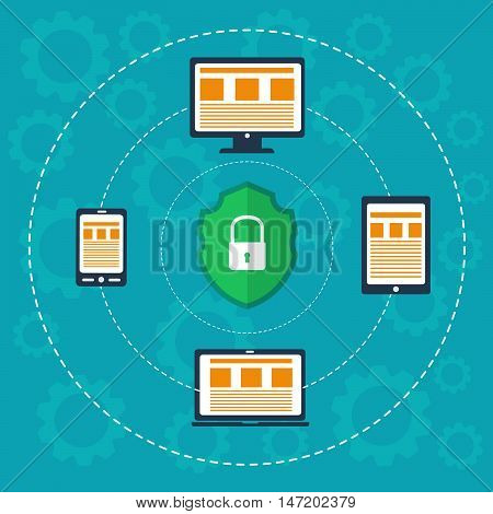 Protection Against Hacker Concept. Vector Illustration
