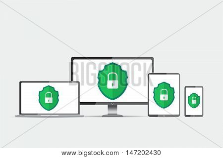 Protection Against Hacker Concept. Vector Illustration