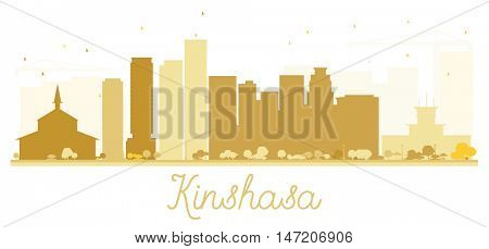 Kinshasa City skyline golden silhouette. Vector illustration. Simple flat concept for tourism presentation, banner, placard or web site. Business travel concept. Cityscape with landmarks