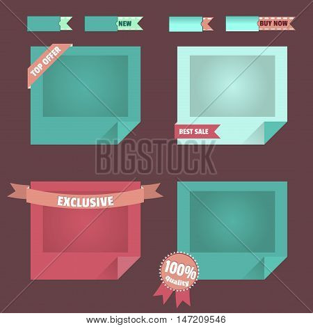 Vector illustration set of frames ribbons for website