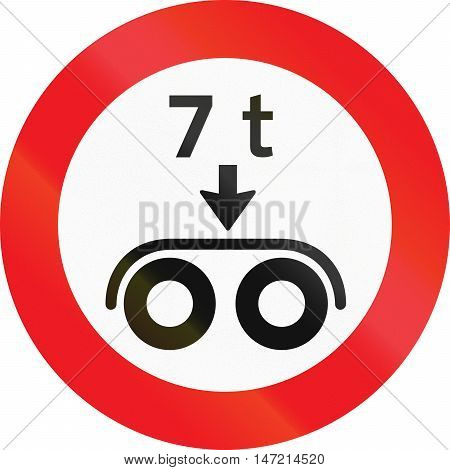 Road Sign Used In Denmark - No Vehicles Having A Weight Exceeding 7 Tonnes On A Tandem Axle