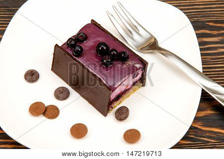 Cheesecake with blueberries. Sweet tasty dessert with fresh berries