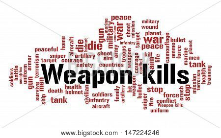 Weapon kills word cloud. Social concept. Vector illustration.
