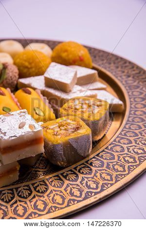 Indian festival Sweet Food or mithai on White Background