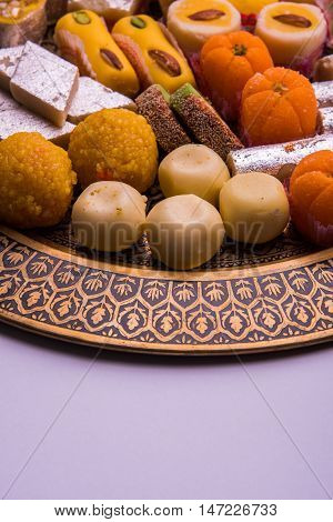Indian festival Sweet Food or mithai on White Background