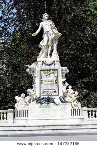 Statue Of Mozart  In  Burggarten Park In  Vienna.
