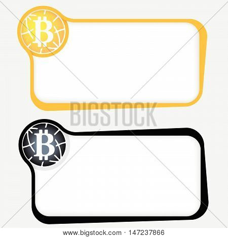 Set of two vector text frames and bit coin