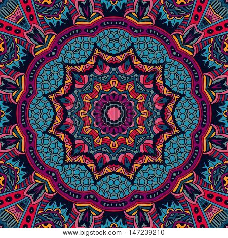 Tribal art bohemia seamless pattern. Ethnic geometric print. Colorful repeating background texture. Fabric, cloth design wrapping