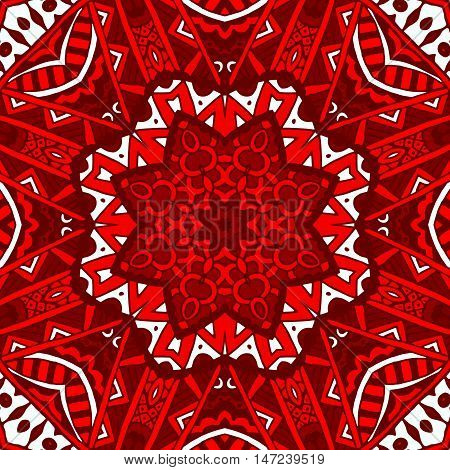 winter red christmas  background. Round ornament. seamlless pattern design. tribal ethnic  wild geometric shapes
