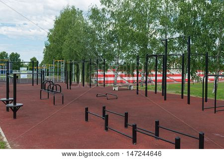 fitness equipment at the site in the yard