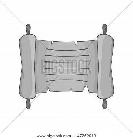 Paper scroll icon in black monochrome style isolated on white background. Document symbol vector illustration