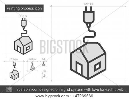 Printing process vector line icon isolated on white background. Printing process line icon for infographic, website or app. Scalable icon designed on a grid system.