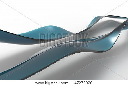 Abstract 3d rendering of wave blue on white background. Futuristic shape.