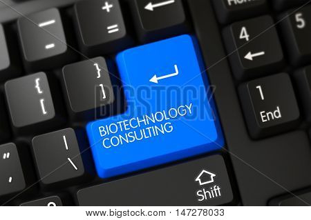 Computer Keyboard with Hot Keypad for Biotechnology Consulting. 3D Render.