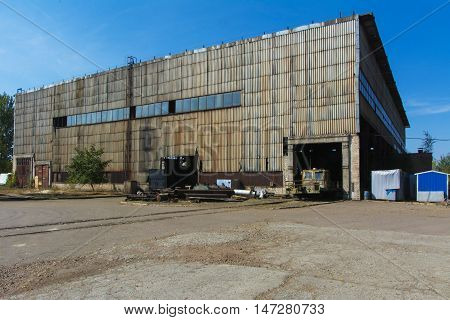 Old ruined and abandoned factory in the industrial zone