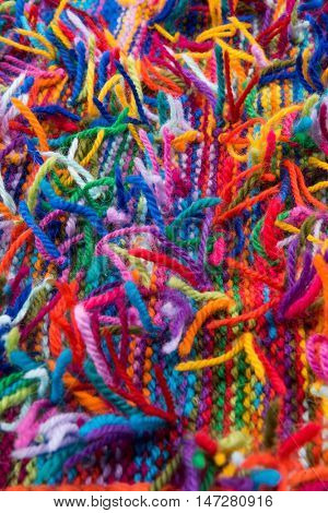 striped colorful wool texture handmade patten closeup macro blue red green yellow pink purple orange