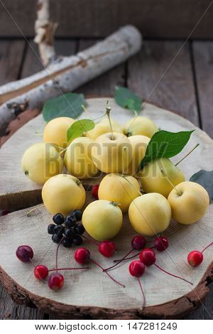 healthy eating concept Fresh yellow apple harvest home