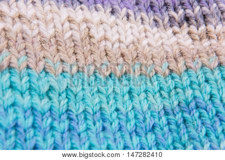 striped colorful wool texture handmade patten closeup macro blue beige purple