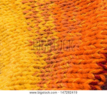 striped colorful wool texture handmade patten closeup macro  yellow orange