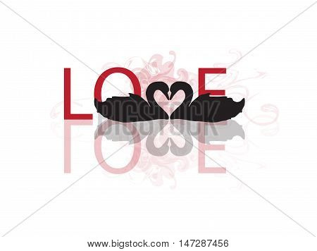 Love Text made with Swans in love