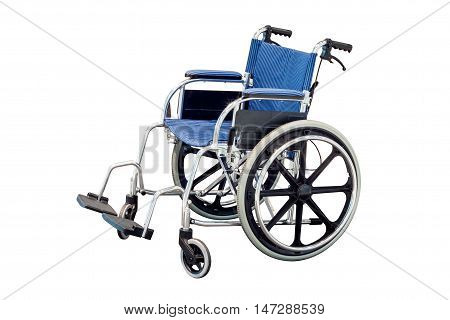 blue wheel chair isolated on white background