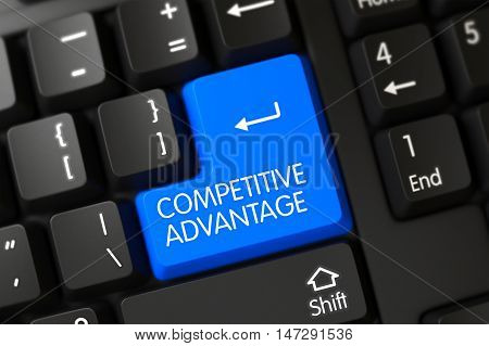 Competitive Advantage Button on Modernized Keyboard. 3D Render.