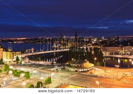 A Stockholm város éjszakai jelenet
