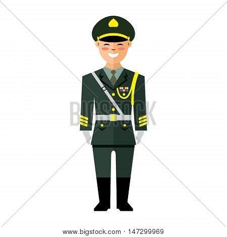 Soldier in uniform. Isolated on a white background