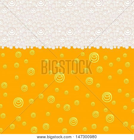 Background pattern with stylized image of beer with bubbles and foam. Vector illustration