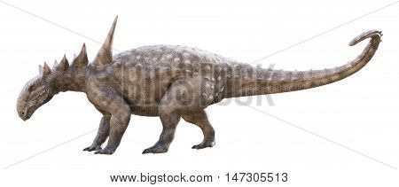 3D rendering of Sauropelta being cautious, isolated on white background.
