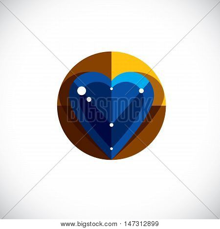 Vector illustration of elegant love heart isolated. Valentine Day theme artistic graphic design element created in cubism style modernistic art symbol. Glamorous romantic heart shape.