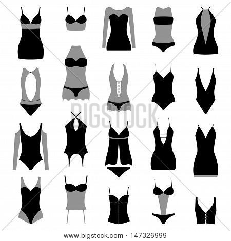 Set of erotic lingerie on white background, vector illustration
