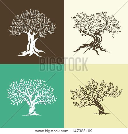 Olive trees silhouette isolated icon set.
Web graphics modern vector sign. Premium quality illustration logo design concept pictogram.