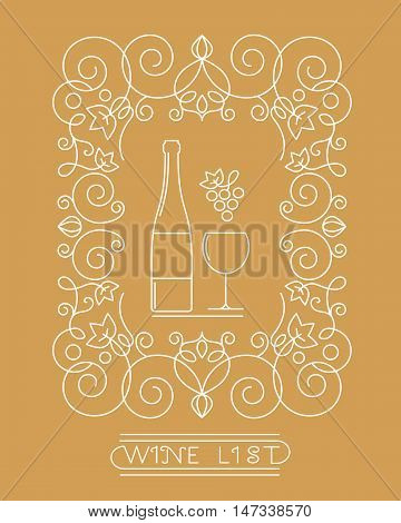 Concept of winegrowering liquor store selling alcohol. isolated. Trendy modern brand design vector illustration.