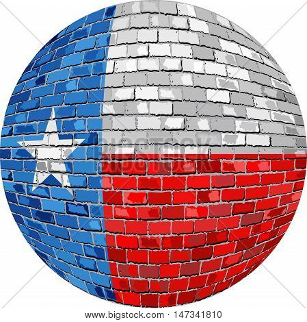 Ball with Texas flag - Illustration, 
Texas flag sphere in brick style,  
Abstract Grunge Mosaic flag of Texas in circle
