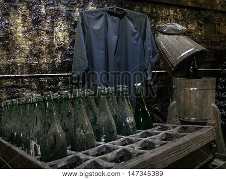 old vine cellar include clothes and bottle