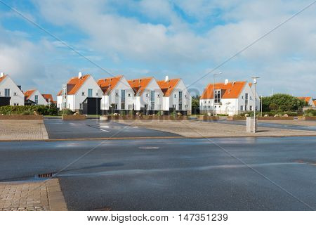 View of the small Danish town street