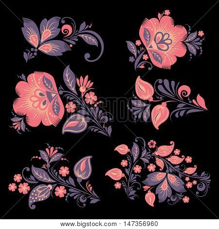 vector Flower set. Romantic Floral elements set. EPS 8