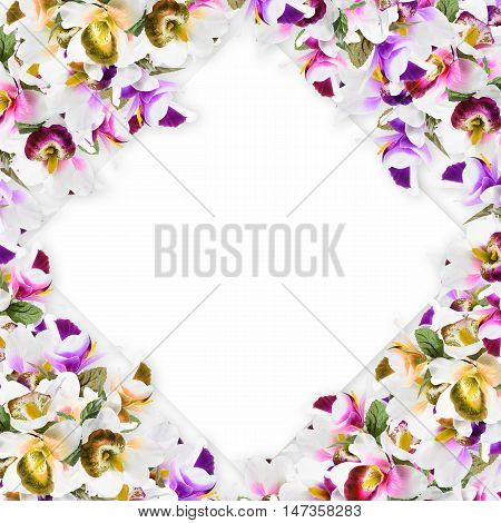 Vintage Vertical Card Spring. Colorful Blooming Branches Of Lilacflower Orchid Flower Print In Soft 