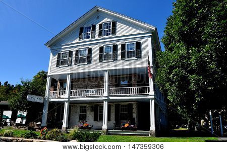 Grafton Vermont - September 19 2014: The historic 1801 Old Grafton Inn with double porches