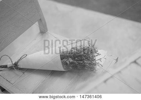 flowers bouquet arrange for pre wedding photographyblack and white effect