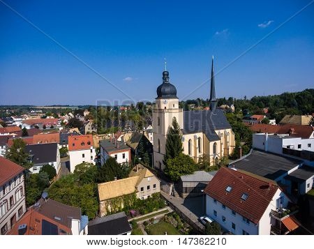 Aerial View Of Saint Annen Church Goessnitz Thuringia Germany