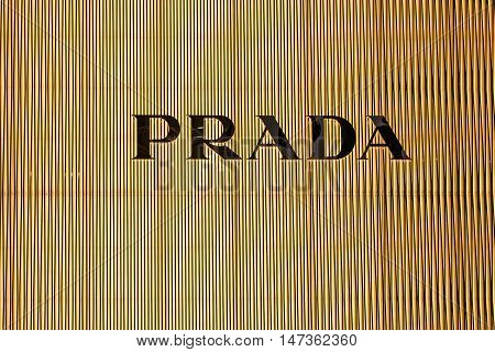 Tokyo Japan - February 20 2014 - Letters in the Prada store in Ginza district Tokyo Japan