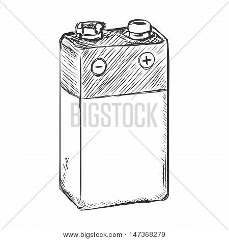 Vector Sketch 9V Krona Battery