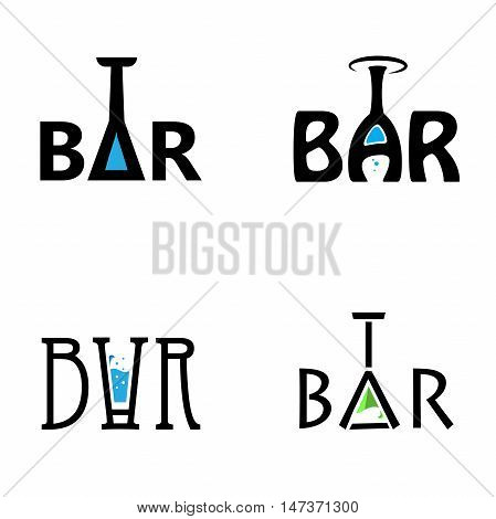 Concept bar logo.inverted cup in the title.vector logo for your business illustration