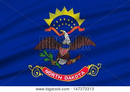 Flag of North Dakota is the state in United States. 3D illustration